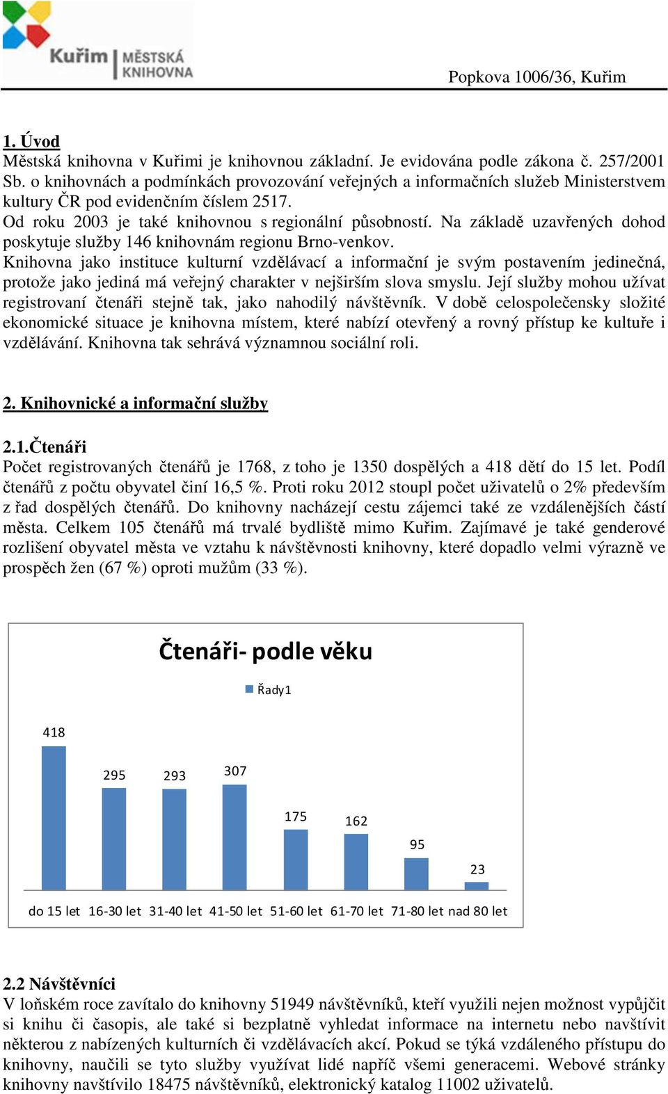 Na základě uzavřených dohod poskytuje služby 146 knihovnám regionu Brno-venkov.