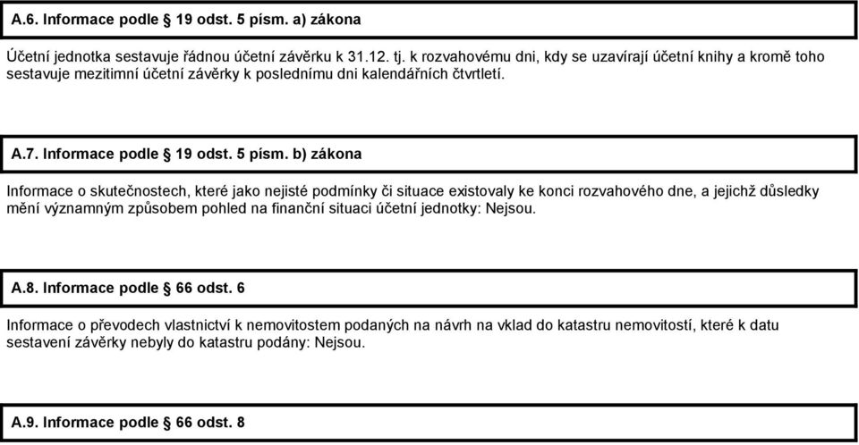 b) zákona Informace o skutečnostech, které jako nejisté podmínky či situace existovaly ke konci rozvahového dne, a jejichž důsledky mění významným způsobem pohled na finanční