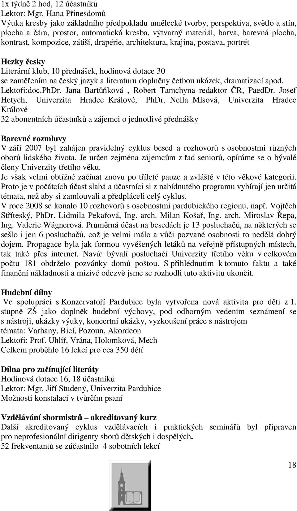 kompozice, zátiší, drapérie, architektura, krajina, postava, portrét Hezky esky Literární klub, 10 pednášek, hodinová dotace 30 se zamením na eský jazyk a literaturu doplnny etbou ukázek, dramatizací