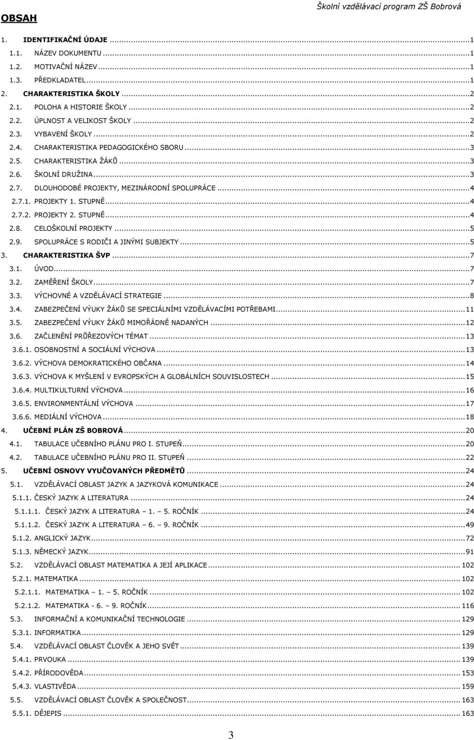 DLOUHODOBÉ PROJEKTY, MEZINÁRODNÍ SPOLUPRÁCE...4 2.7.1. PROJEKTY 1. STUPNĚ...4 2.7.2. PROJEKTY 2. STUPNĚ...4 2.8. CELOŠKOLNÍ PROJEKTY...5 2.9. SPOLUPRÁCE S RODIČI A JINÝMI SUBJEKTY...5 3.