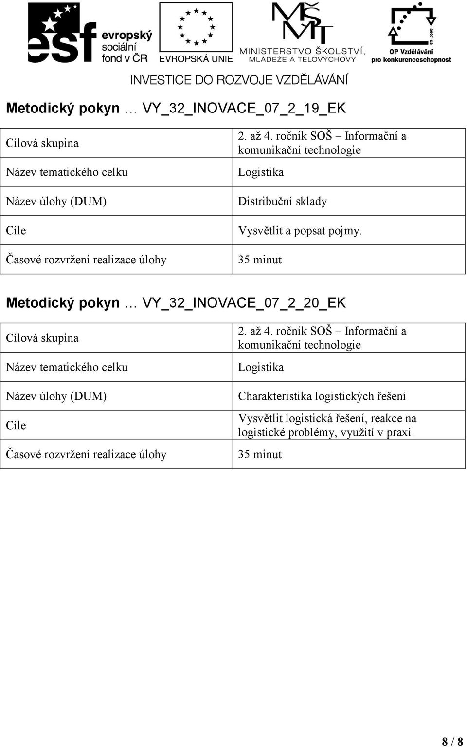 Metodický pokyn VY_32_INOVACE_07_2_20_EK Charakteristika