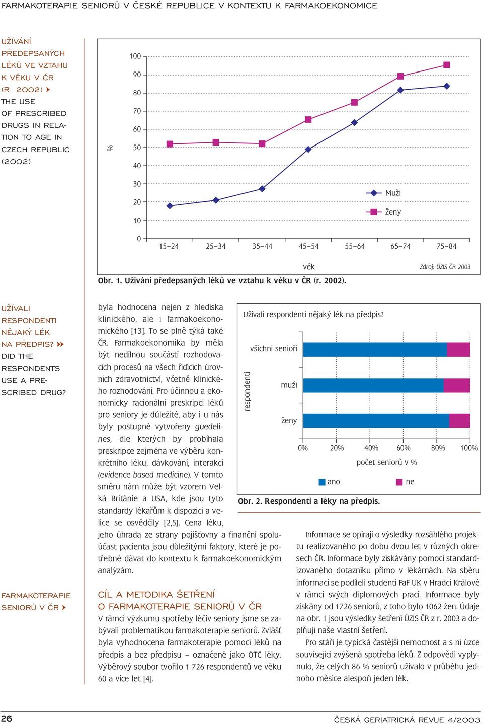 2002). U ÍVALI RESPONDENTI NÌJAKÝ LÉK NA PØEDPIS? DID THE RESPONDENTS USE A PRE SCRIBED DRUG? FARMAKOTERAPIE SENIORÙ V ÈR byla hodnocena nejen z hlediska klinického, ale i farmakoekonomického [13].