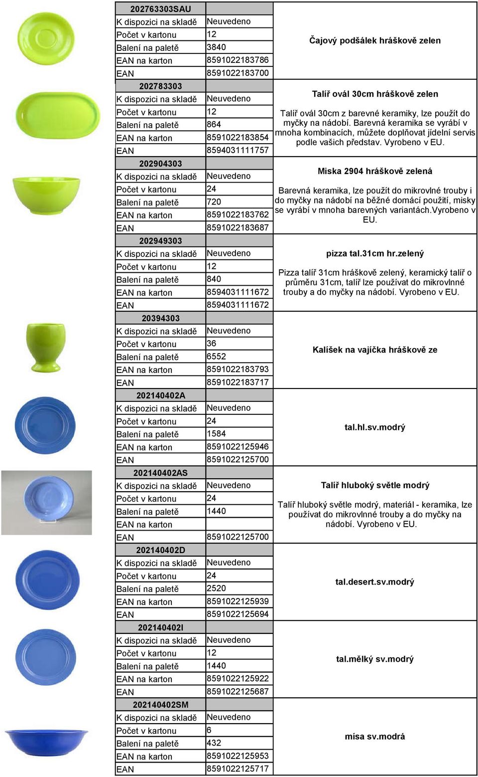 Barevná keramika se vyrábí v mnoha kombinacích, můžete doplňovat jídelní servis 591022135 podle vašich představ. Vyrobeno v EU.