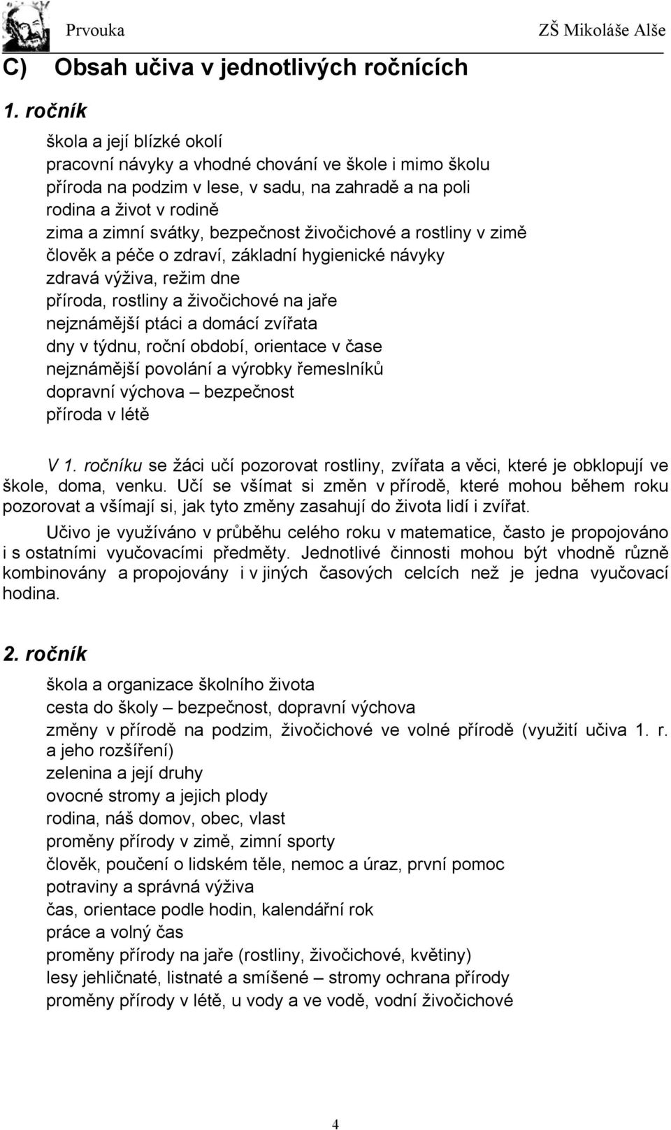 živočichové a rostliny v zimě člověk a péče o zdraví, základní hygienické návyky zdravá výživa, režim dne příroda, rostliny a živočichové na jaře nejznámější ptáci a domácí zvířata dny v týdnu, roční