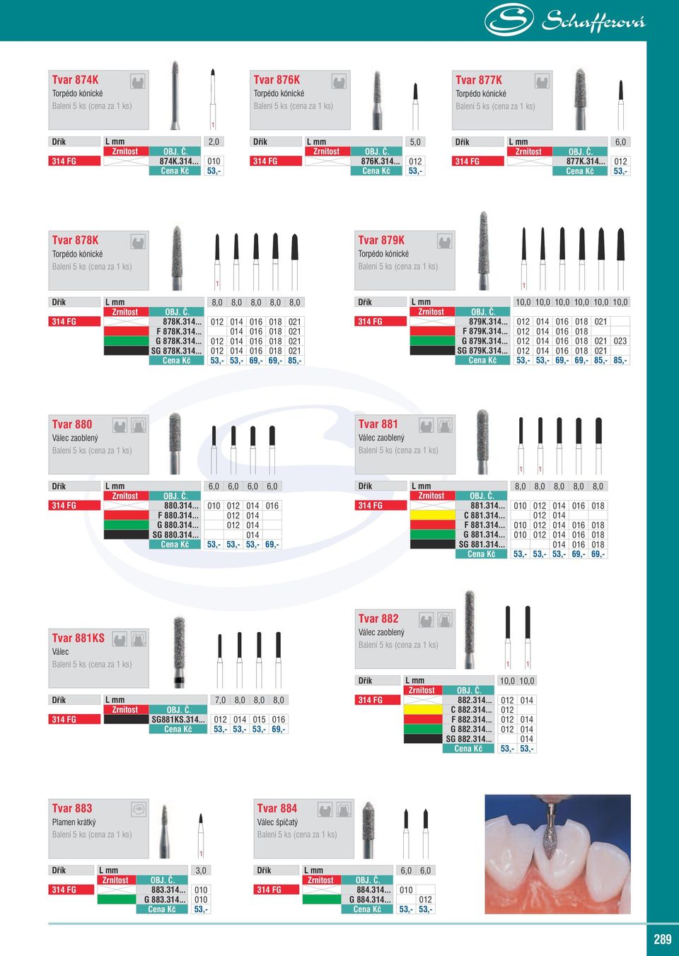 314... 012 014 016 018 021 Cena Kč 53,- 53,- 69,- 69,- 85,- Dřík L mm 10,0 10,0 10,0 10,0 10,0 10,0 314 FG 879K.314... 012 014 016 018 021 F 879K.314... 012 014 016 018 G 879K.314... 012 014 016 018 021 023 SG 879K.