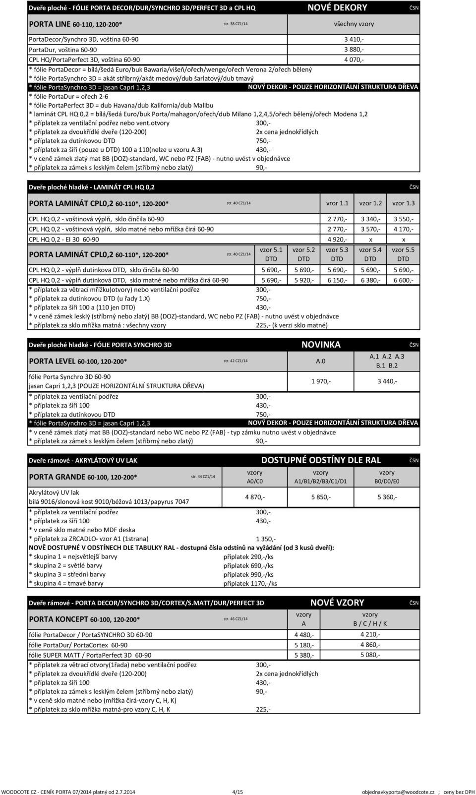 Bawaria/višep/ořech/wenge/ořech Verona 2/ořech bělený * fólie PortaSynchro 3D = jasan Capri 1,2,3 NOVÝ DEKOR - POUZE HORIZONTÁLNÍ STRUKTURA DŘEVA * fólie PortaDur = ořech 2-6 * laminát CPL HQ 0,2 =