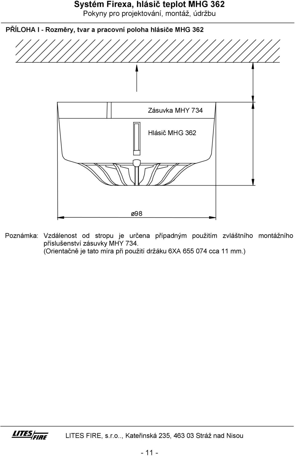 případným použitím zvláštního montážního příslušenství zásuvky MHY 734.