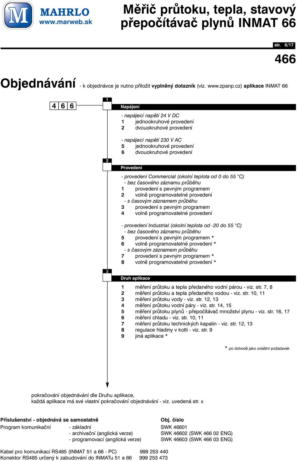 programovatelné provedení 3 - provedení Industrial (okolní teplota od -20 do C) - bez časového záznamu průběhu provedení s pevným programem * volně programovatelné provedení * - s časovým záznamem