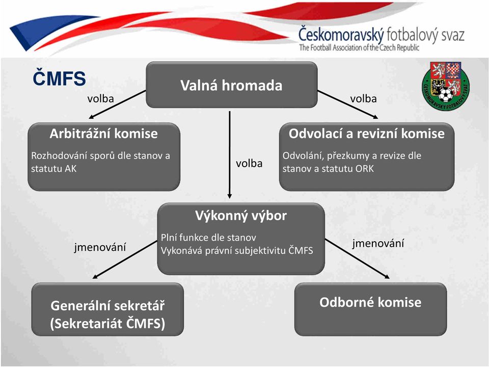 stanov a statutu ORK jmenování Výkonný výbor Plní funkce dle stanov Vykonává