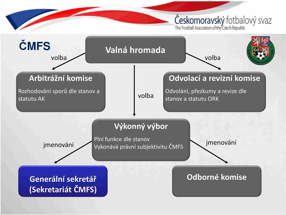 stanov a statutu ORK jmenování Výkonný výbor Plní funkce dle stanov Vykonává