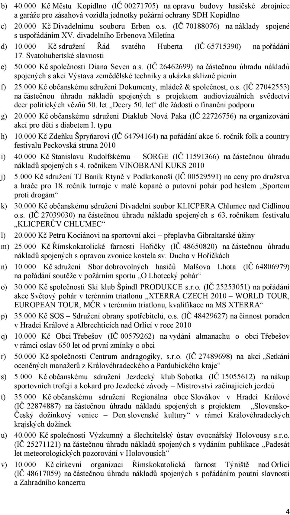 000 Kč občanskému sdružení Dokumenty, mládež & společnost, o.s. (IČ 27042553) na částečnou úhradu nákladů spojených s projektem audiovizuálních svědectví dcer politických vězňů 50. let Dcery 50.