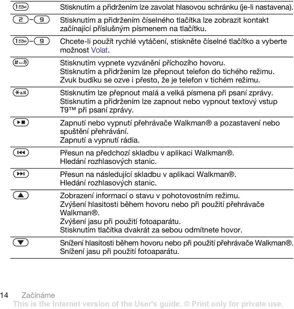 Zvuk budíku se ozve i přesto, že je telefon v tichém režimu. Stisknutím lze přepnout malá a velká písmena při psaní zprávy.