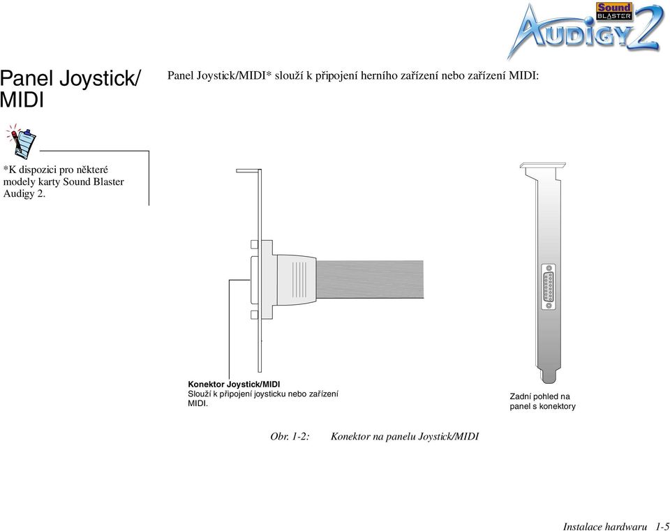 Konektor Joystick/MIDI Slouží k připojení joysticku nebo zařízení MIDI.