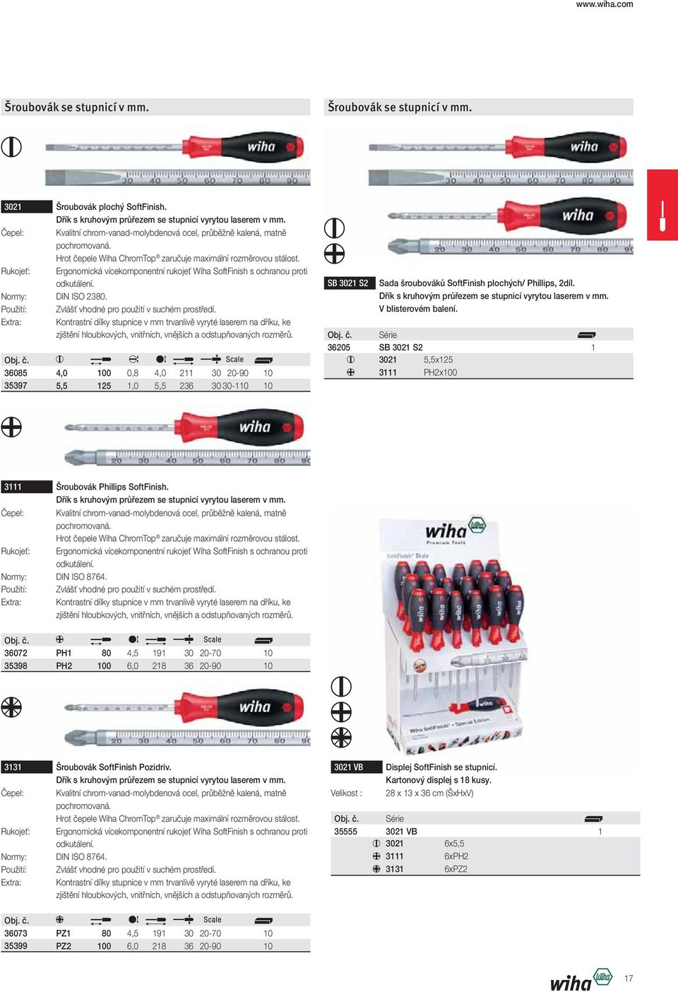 Rukojeť: Ergonomická vícekomponentní rukojeť Wiha SoftFinish s ochranou proti odkutálení. Normy: DIN ISO 2380. Použití: Zvlášť vhodné pro použití v suchém prostředí.