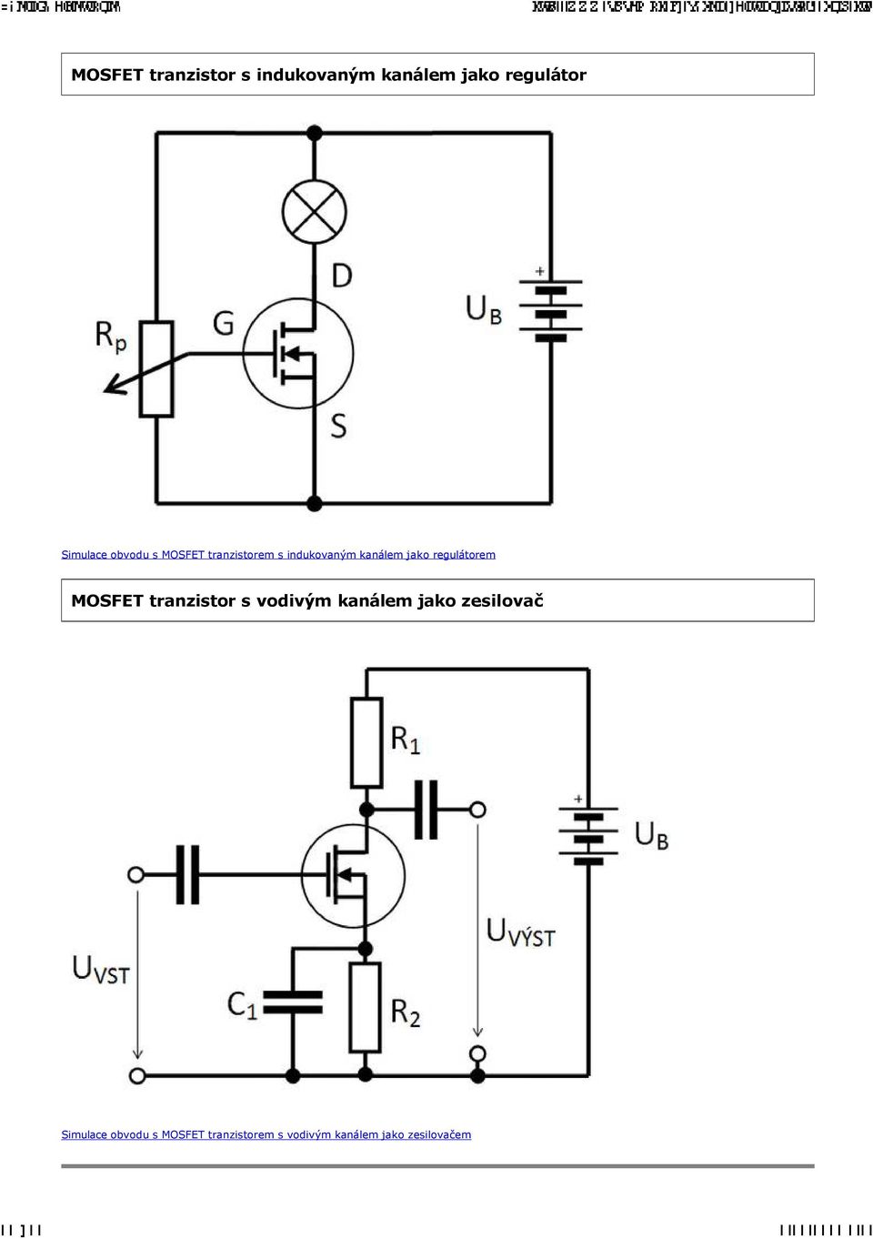 regulåtorem MOSFET tranzistor s vodivçm kanälem jako zesilovač