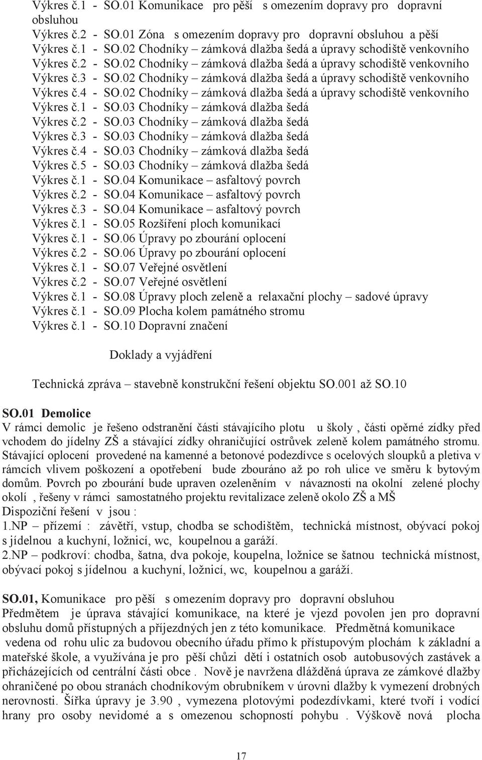 02 Chodníky zámková dlažba šedá a úpravy schodišt venkovního Výkres.1 - SO.03 Chodníky zámková dlažba šedá Výkres.2 - SO.03 Chodníky zámková dlažba šedá Výkres.3 - SO.