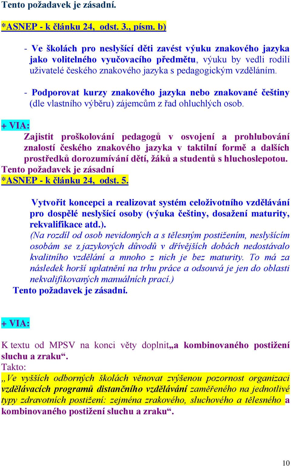 - Podporovat kurzy znakového jazyka nebo znakované češtiny (dle vlastního výběru) zájemcům z řad ohluchlých osob.