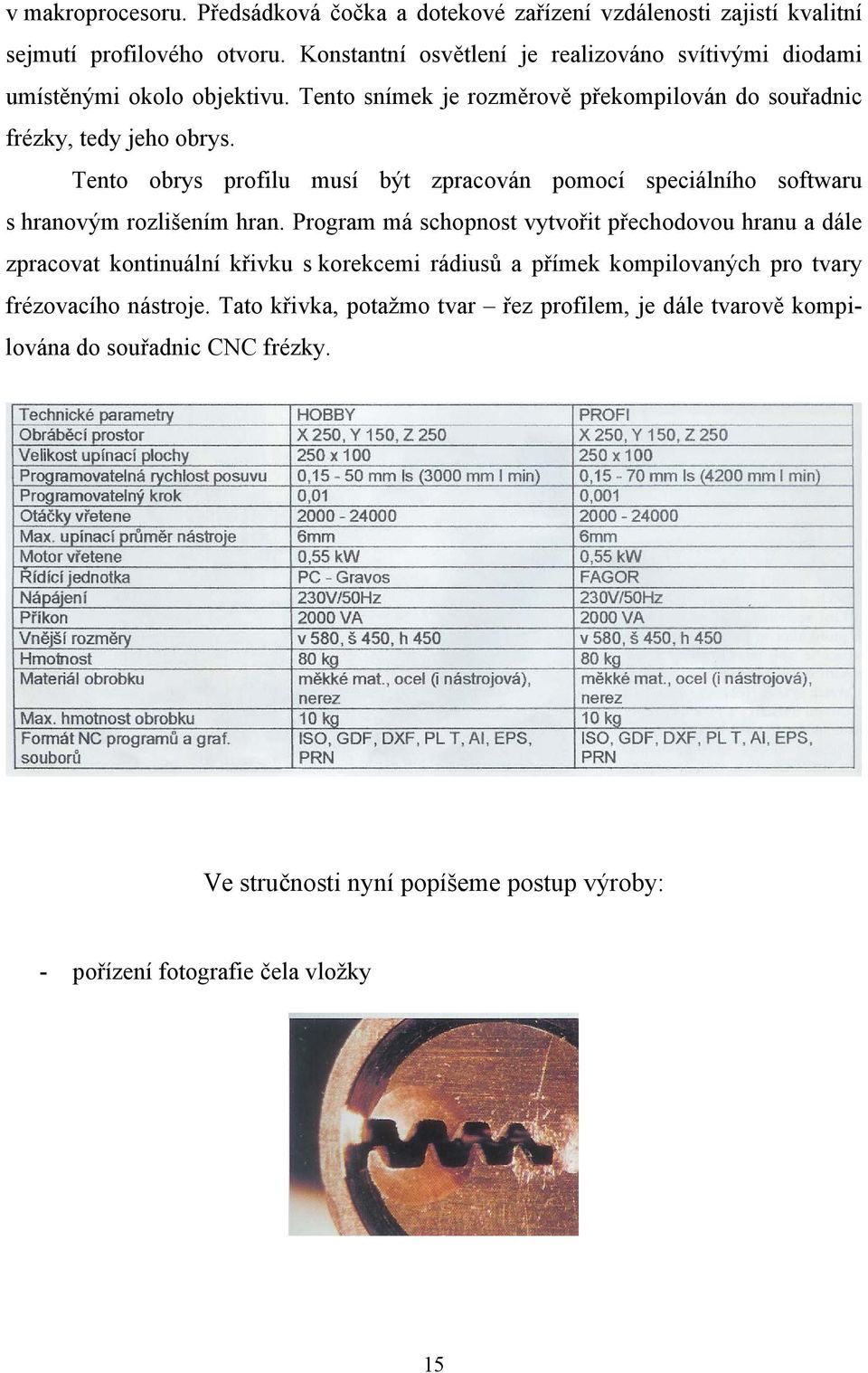 Tento obrys profilu musí být zpracován pomocí speciálního softwaru s hranovým rozlišením hran.