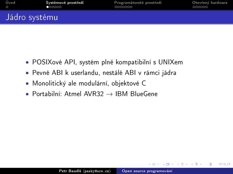 nestálé ABI v rámci jádra Monolitický ale