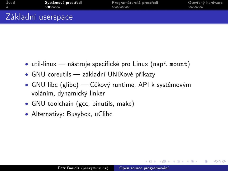 C kový runtime, API k systémovým voláním, dynamický linker GNU