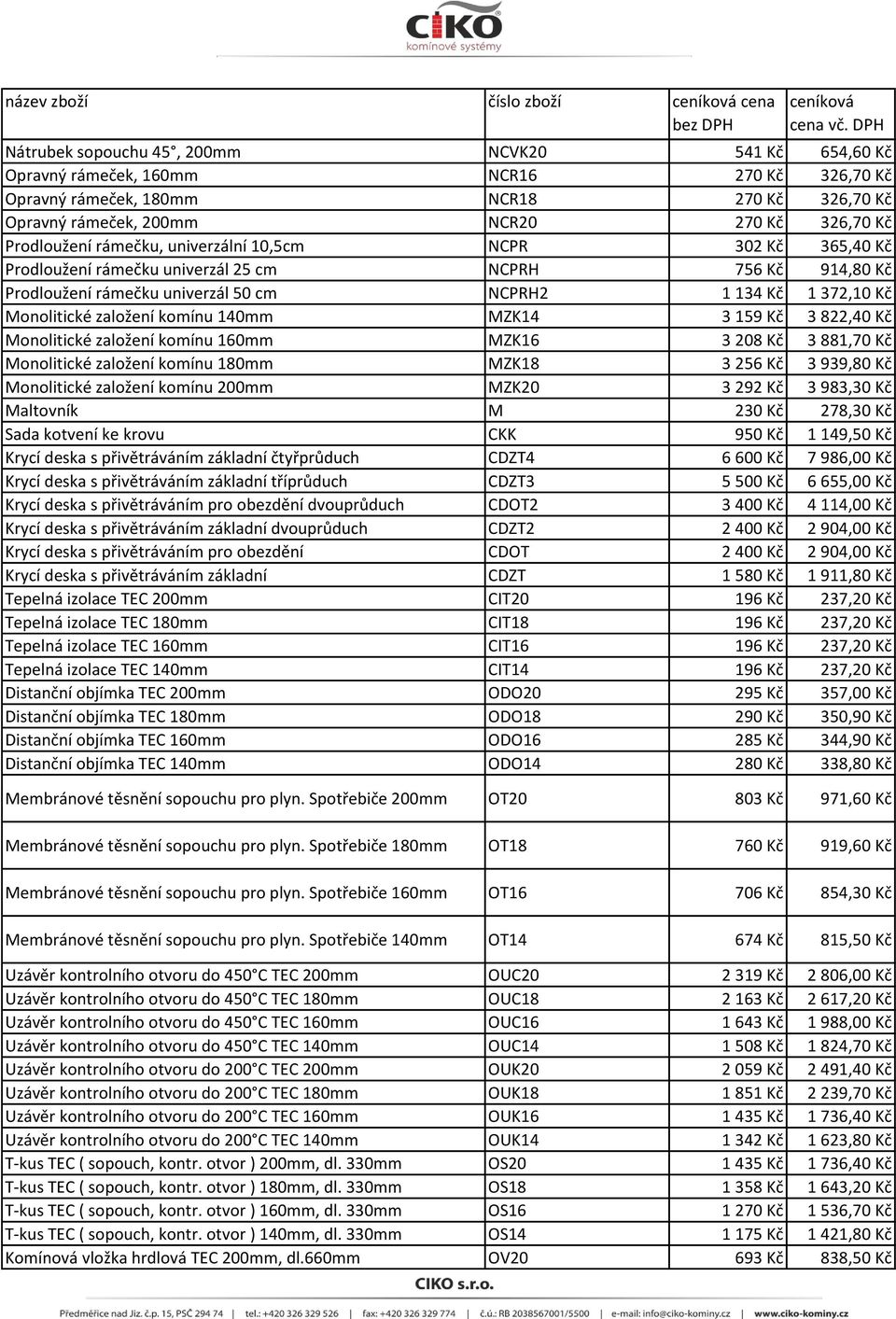 372,10 Kč Monolitické založení komínu 140mm MZK14 3 159 Kč 3 822,40 Kč Monolitické založení komínu 160mm MZK16 3 208 Kč 3 881,70 Kč Monolitické založení komínu 180mm MZK18 3 256 Kč 3 939,80 Kč