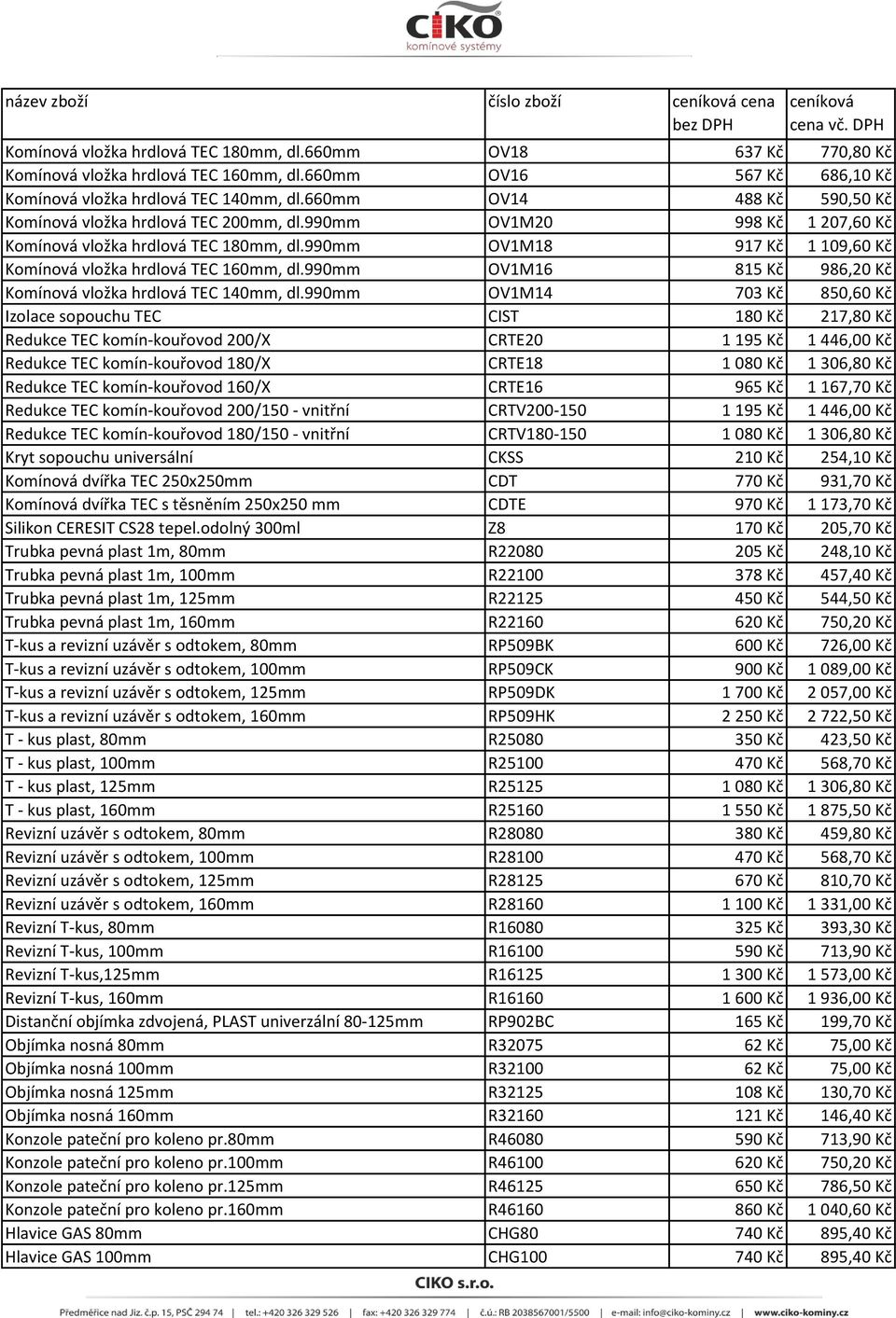 990mm OV1M18 917 Kč 1 109,60 Kč Komínová vložka hrdlová TEC 160mm, dl.990mm OV1M16 815 Kč 986,20 Kč Komínová vložka hrdlová TEC 140mm, dl.