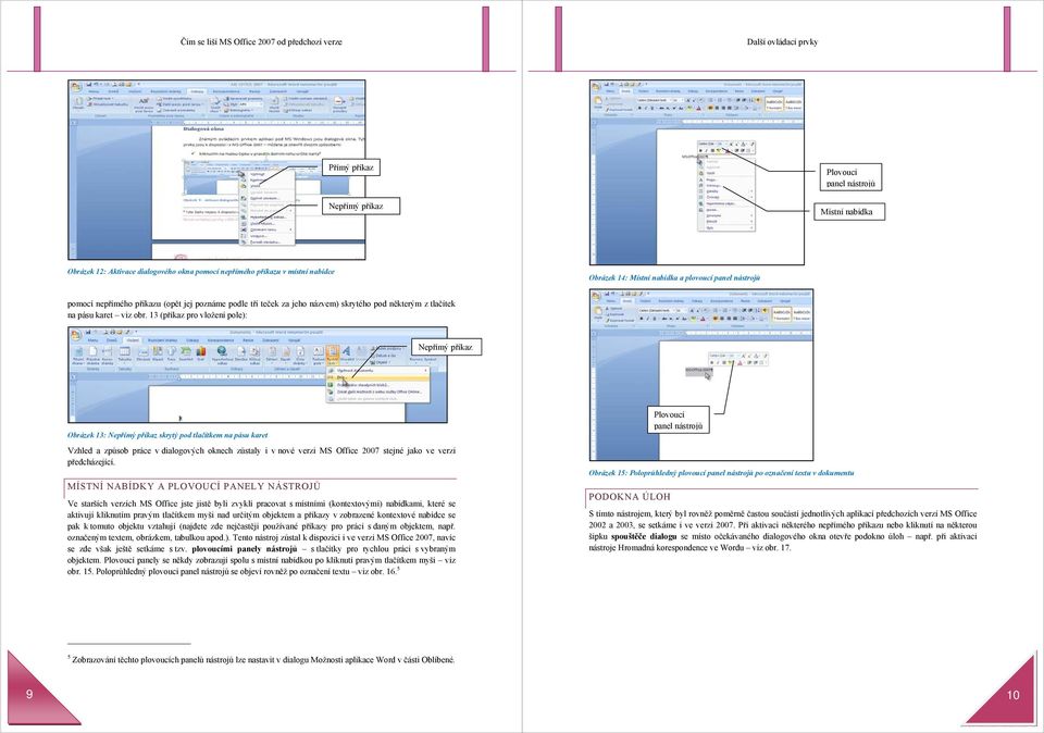 13 (příkaz pro vložení pole): Nepřímý příkaz Obrázek 13: Nepřímý příkaz skrytý pod tlačítkem na pásu karet Vzhled a způsob práce v dialogových oknech zůstaly i v nové verzi MS Office 2007 stejné jako