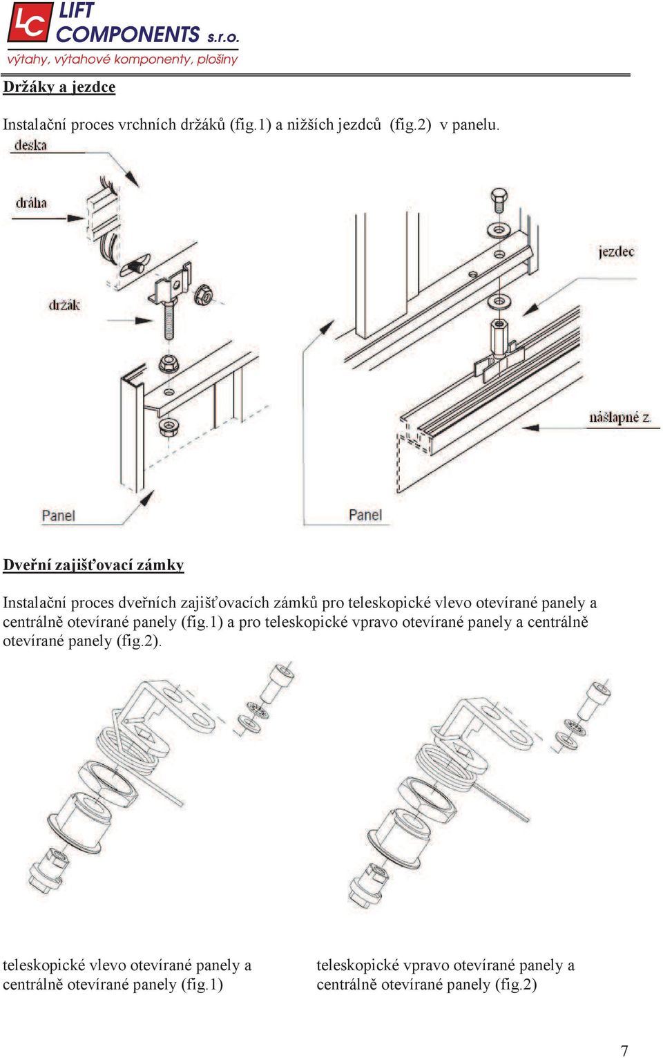 centráln otevírané panely (fig.1) a pro teleskopické vpravo otevírané panely a centráln otevírané panely (fig.2).