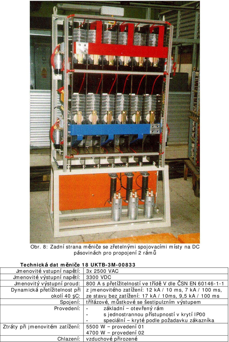 10 ms, 7 ka / 100 ms, okolí 40 şc: ze stavu bez zatížení: 17 ka / 10ms, 9,5 ka / 100 ms Spojení: třífázové, můstkové se šestipulzním výstupem Provedení: - základní otevřený rám - s