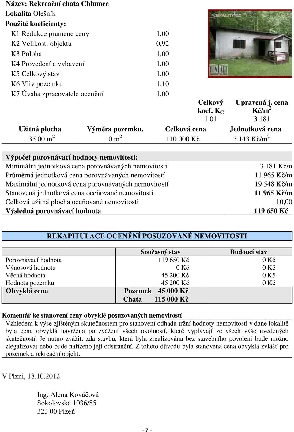 Celková cena Jednotková cena 35,00 m 2 0 m 2 110 000 Kč 3 143 Kč/m 2 Výpočet porovnávací hodnoty nemovitosti: Minimální jednotková cena porovnávaných nemovitostí Průměrná jednotková cena