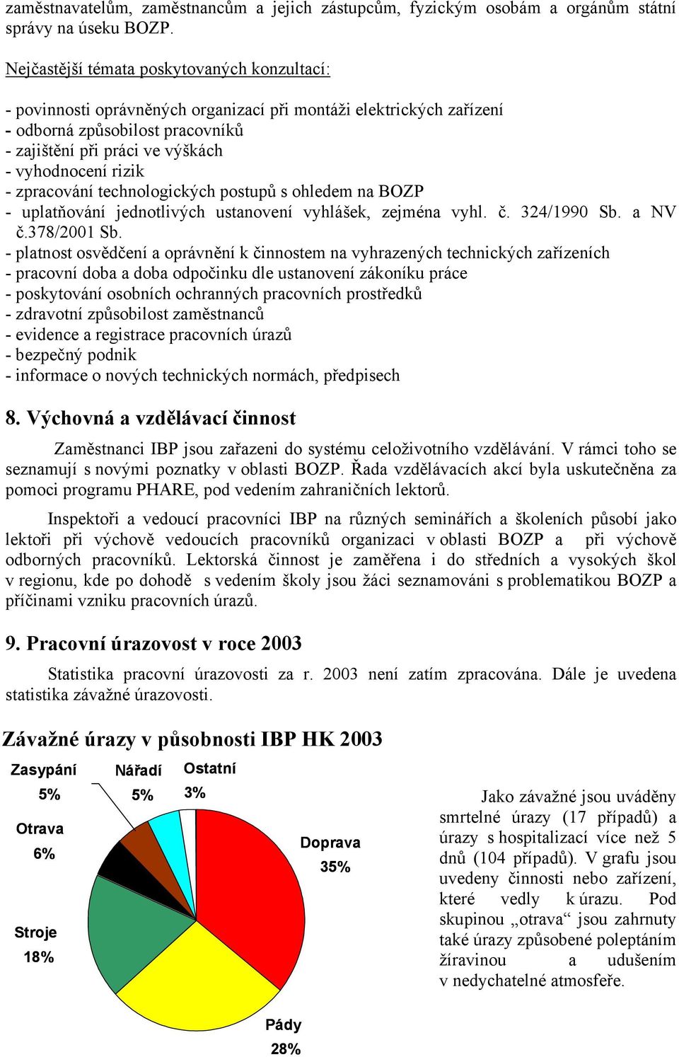 rizik - zpracování technologických postupů s ohledem na BOZP - uplatňování jednotlivých ustanovení vyhlášek, zejména vyhl. č. 324/1990 Sb. a NV č.378/2001 Sb.