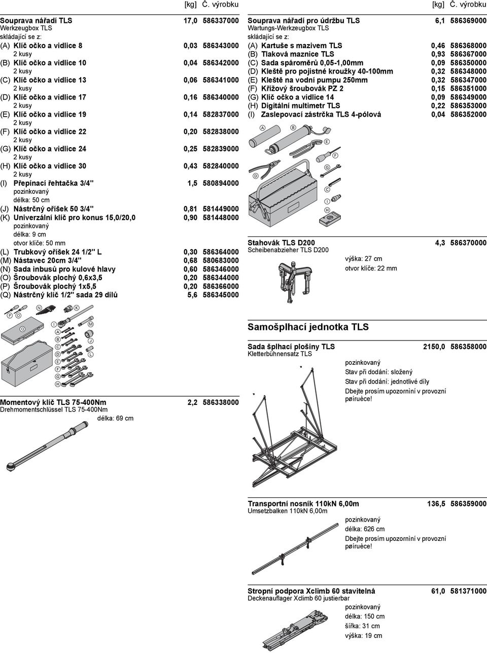 582840000 (I) Přepínací řehtačka 3/4" 1,5 580894000 délka: 50 cm (J) Nástrčný oříšek 50 3/4" 0,81 581449000 (K) Univerzální klíč pro konus 15,0/20,0 0,90 581448000 délka: 9 cm otvor klíče: 50 mm (L)