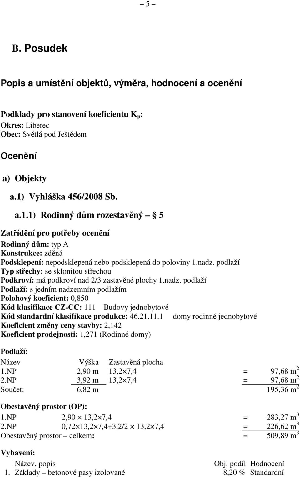 podlaží Typ střechy: se sklonitou střechou Podkroví: má podkroví nad 2/3 zastavěné plochy 1.nadz.