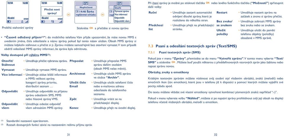 v tom případě obdrží odesílatel MMS zprávy informaci, že zpráva byla odmítnuta. Volby dostupné při výběru MMS (2) : Přečíst nové zprávy?