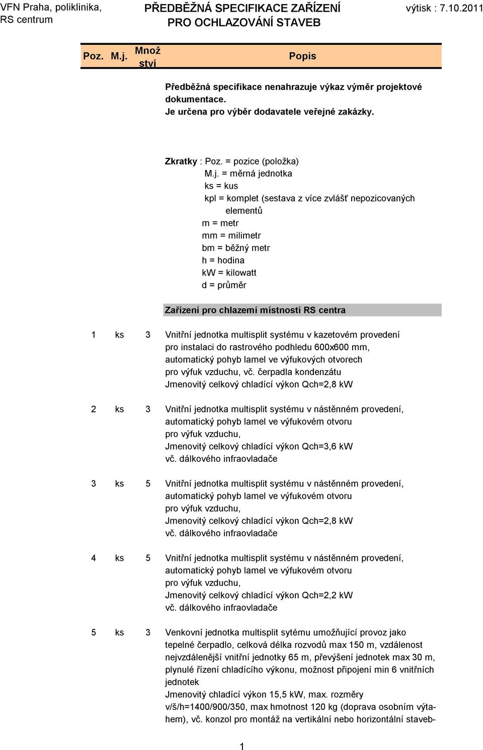 é zakázky. Zkratky : Poz. = pozice (položka) M.j.