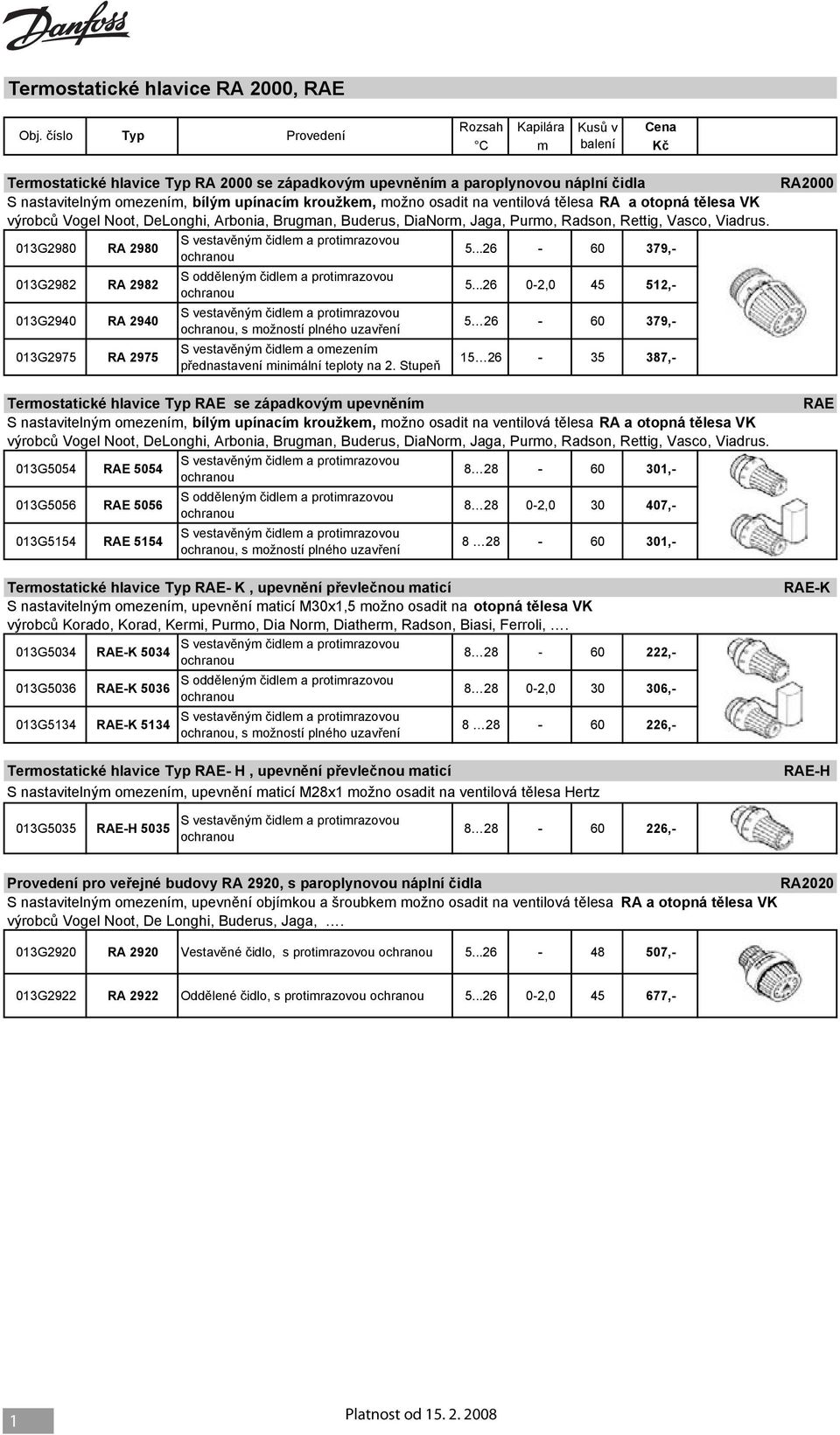 osadit na ventilová t lesa RA a otopná t lesa VK výrobc Vogel Noot, DeLonghi, Arbonia, Brugman, Buderus, DiaNorm, Jaga, Purmo, Radson, Rettig, Vasco, Viadrus.