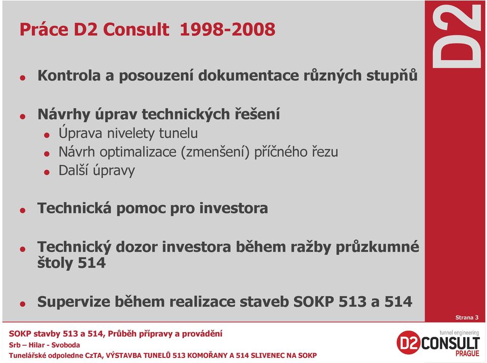 příčného řezu Další úpravy Technická pomoc pro investora Technický dozor investora