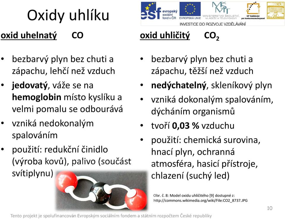 těžší než vzduch nedýchatelný, skleníkový plyn vzniká dokonalým spalováním, dýcháním organismů tvoří 0,03 % vzduchu použití: chemická surovina, hnací plyn,