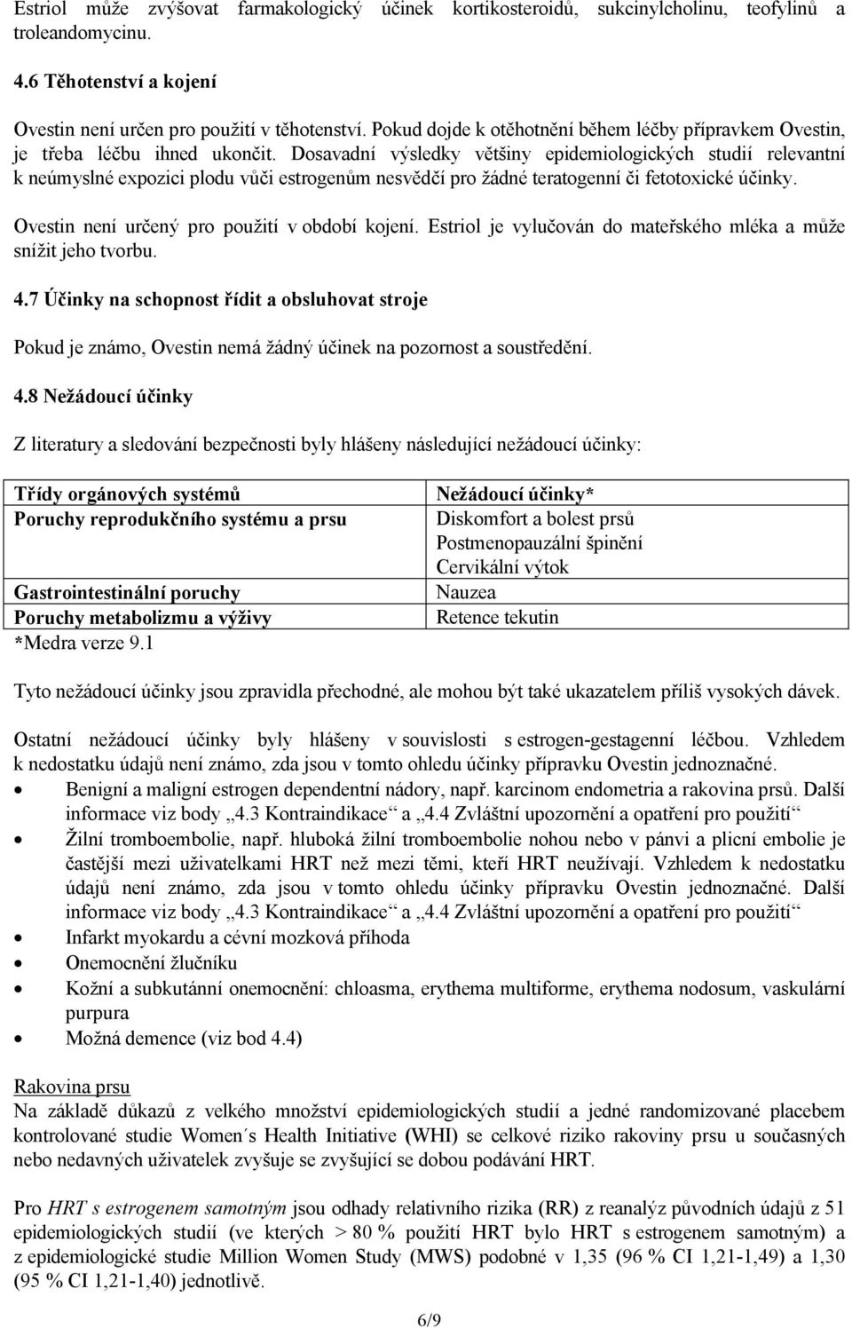 Dosavadní výsledky většiny epidemiologických studií relevantní k neúmyslné expozici plodu vůči estrogenům nesvědčí pro žádné teratogenní či fetotoxické účinky.