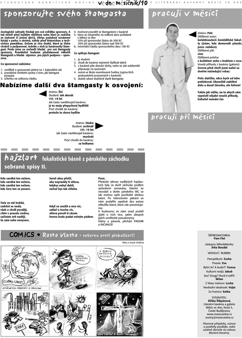 Proto jsme se rozhodli hledat pro své tamgasty sponzory. Pravidelnû budeme pfiedstavovat nûkolik tamgastû a hledat zájemce pro jejich podporu sponzora. Co sponzorovi nabízíme: 1.