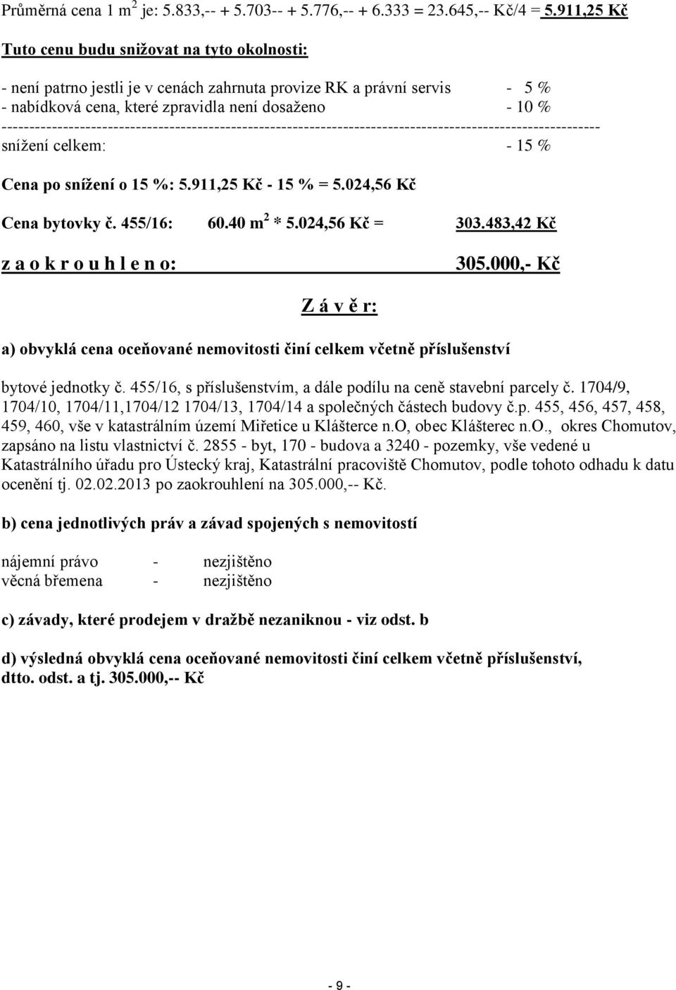 ----------------------------------------------------------------------------------------------------------- snížení celkem: - 15 % Cena po snížení o 15 %: 5.911,25 Kč - 15 % = 5.