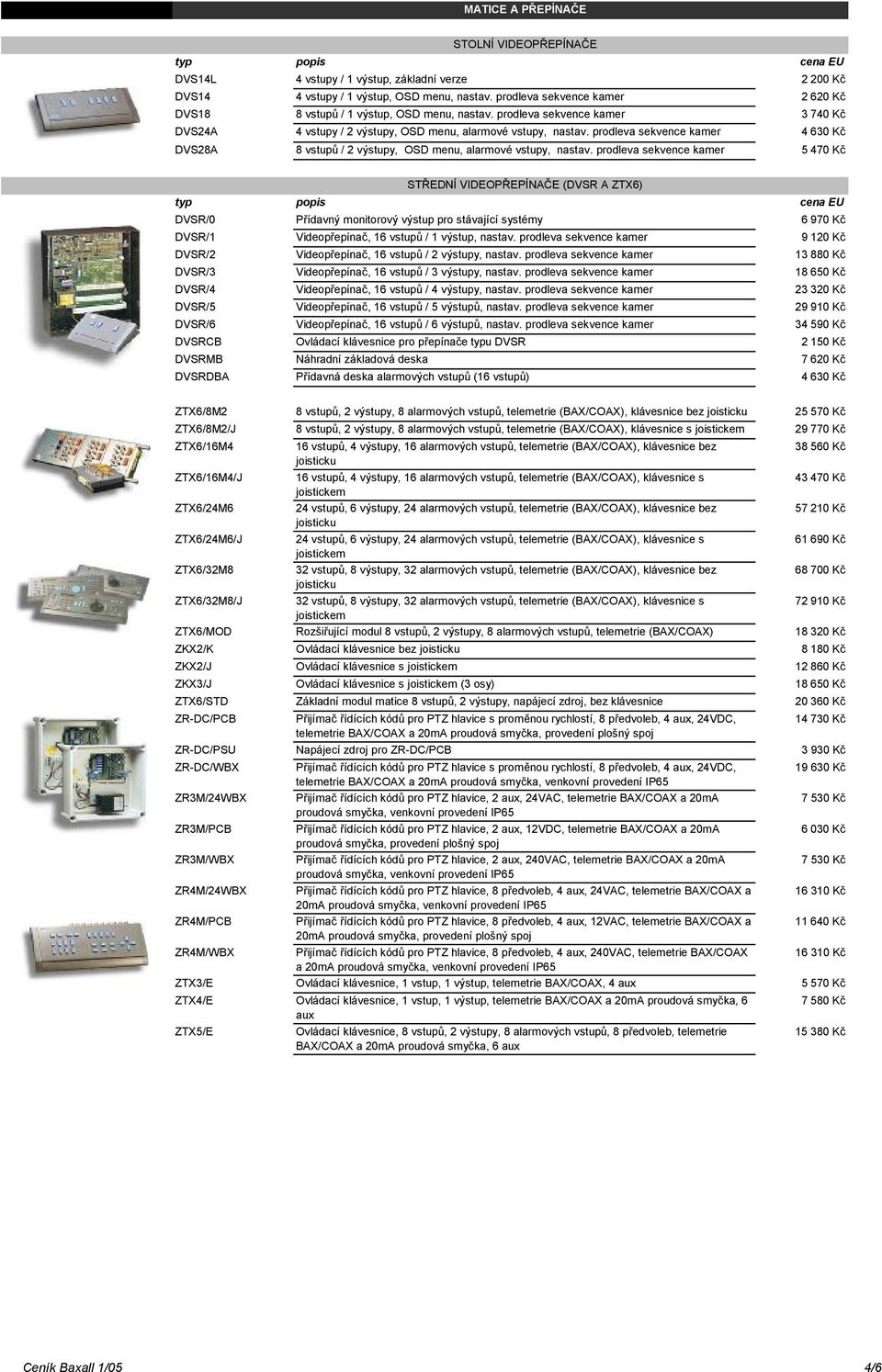 prodleva sekvence kamer 4 630 Kč DVS28A 8 vstupů / 2 výstupy, OSD menu, alarmové vstupy, nastav.