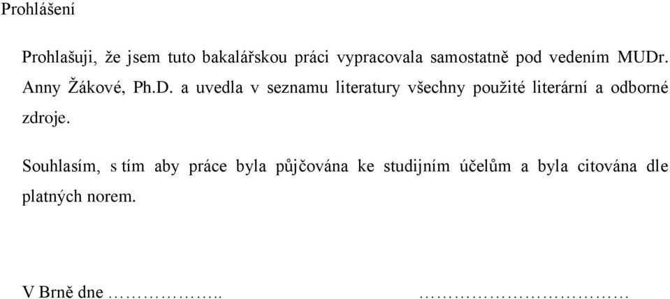 . Anny Žákové, Ph.D.