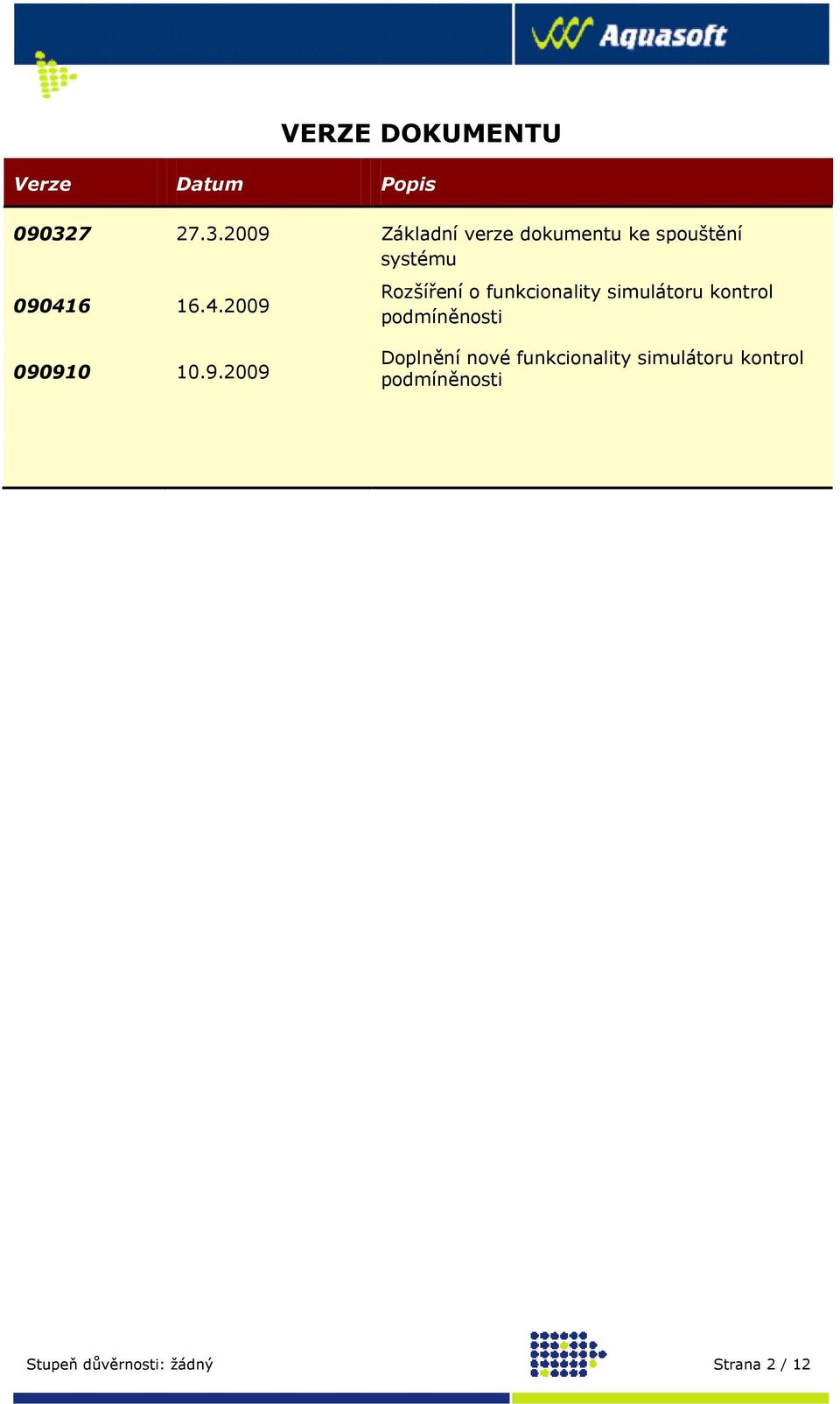 2009 Základní verze dokumentu ke spouštění systému 09041