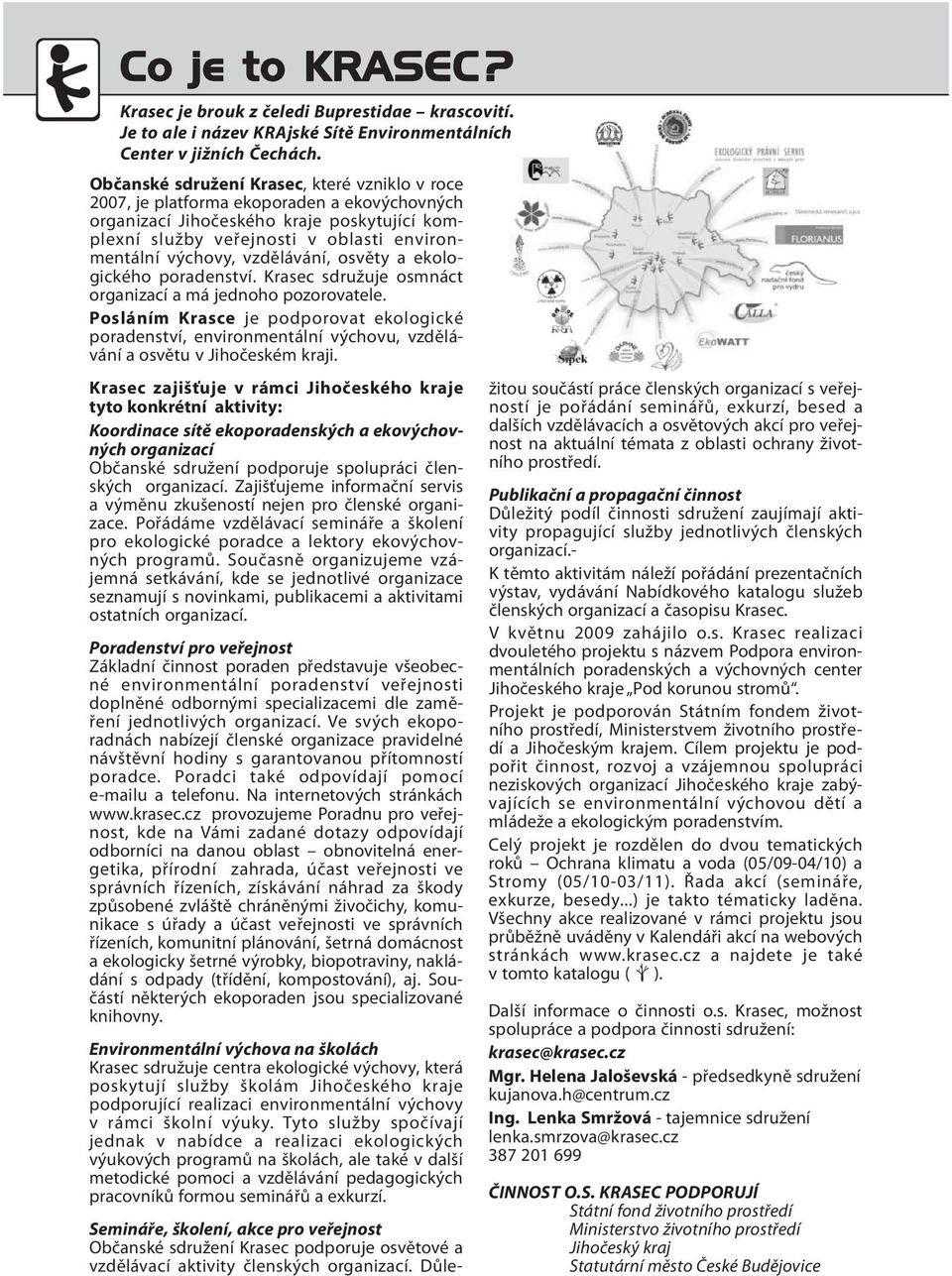 vzdělávání, osvěty a ekologického poradenství. Krasec sdružuje osmnáct organizací a má jednoho pozorovatele.