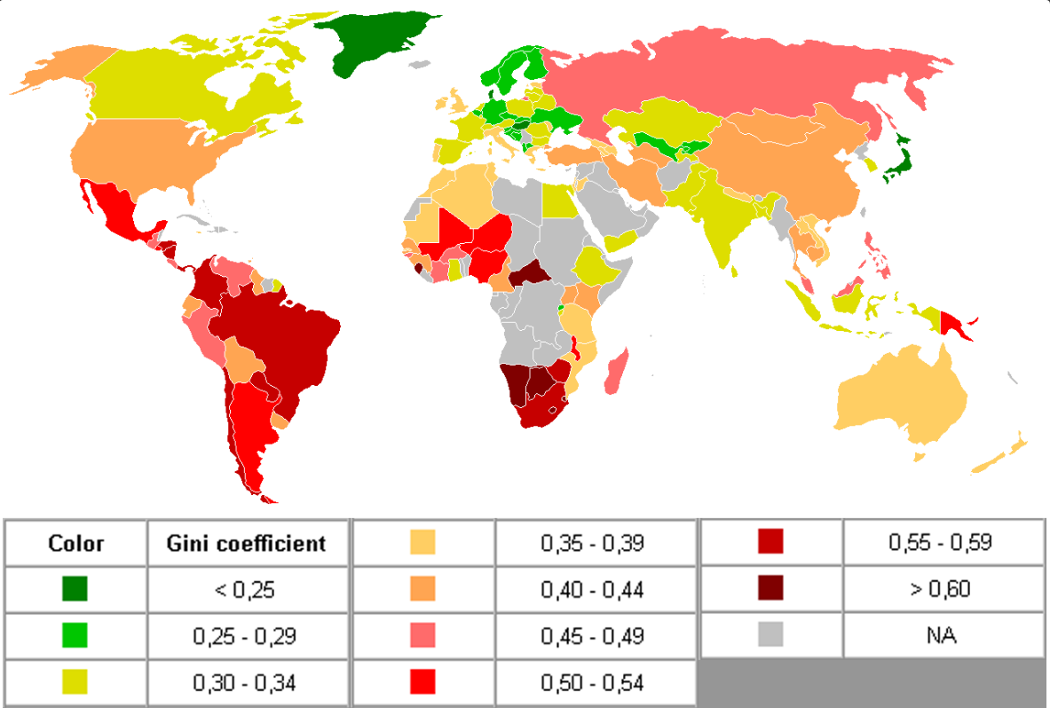 Gini Coefficient World CIA Report 2013
