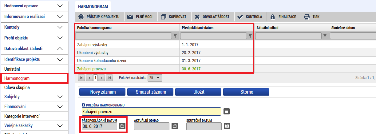 POZOR! Zde je vždy nutné uvést datum Ukončení kolaudačního řízení (v příloze č. 1 označení T URP, opět k poslednímu dni v měsíci).