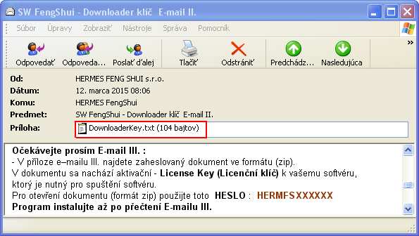 1.2. Sťahovanie programu pomocou Downloader kľúča : Do