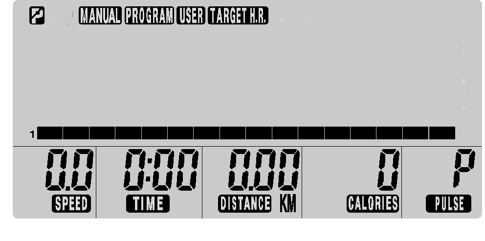 ZAPNUTÍ POČÍTAČE Sešlápnutím pedálu zapnete počítač. Při zapnutí se displej LCD rozsvítí a dojde ke zvukové signalizaci.