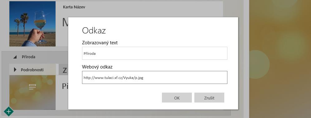 Obrázek 32 Z obrázku 32 by mělo být patrné, že uživatel musí znát i webový odkaz, který naváže zde na nadpis. Jako každý hypertext se nám nápis Příroda zvýrazní podtržením.